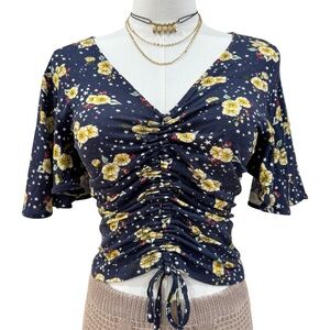 Vintage Bongo Flutter Sleeves Celestial Floral Top Y2K Festival Fairy Grunge